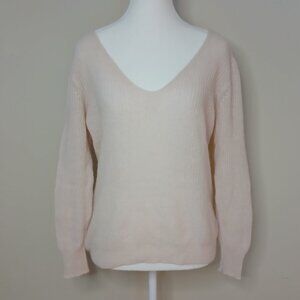 LINE The Label 100% Cashmere Ribbed Pale Pastel Pink Sweater Size Medium
